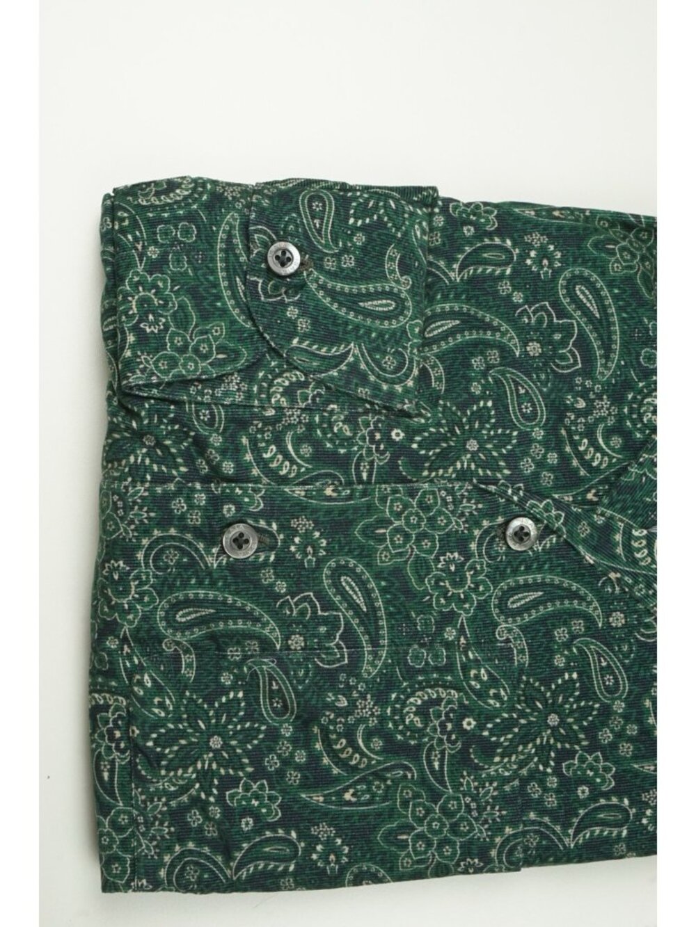 Isaia Emerald Green Gray Paisley Pocket Long Sleeve Microfiber Shirt 15.5/39 NEW - Picture 2 of 5